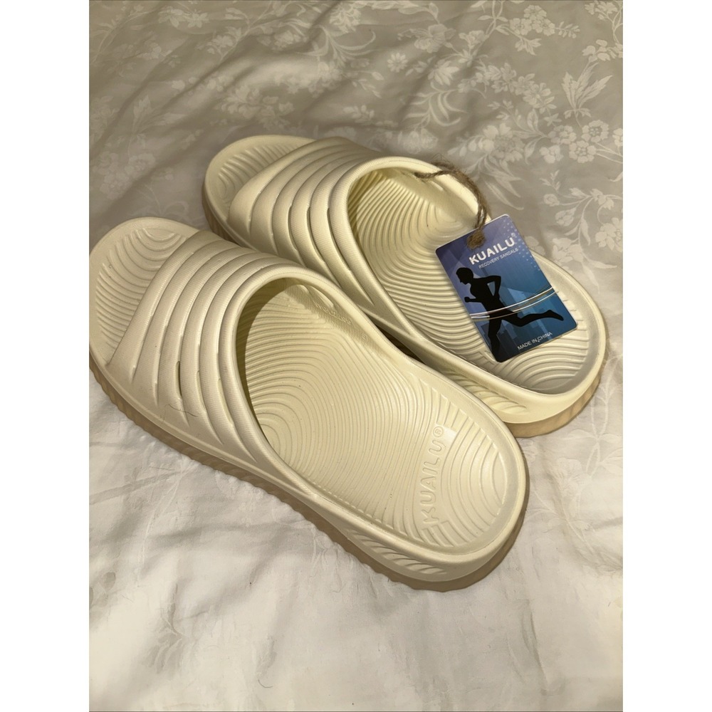KUAILU RECOVERY SANDALS Cream/tan  size 8.5